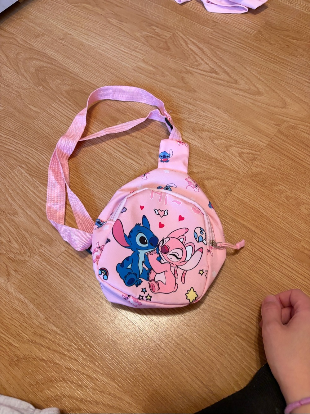 Pink Stitch & Angel Kids Crossbody Bag